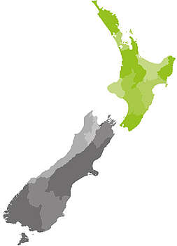 Karte Neuseeland Nordinsel grün