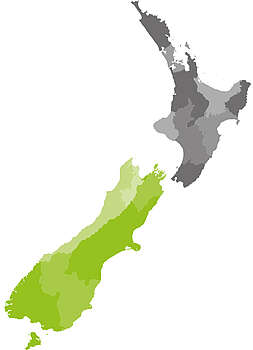 Karte Neuseeland Südinsel grün