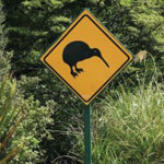 Straßenschild Kiwivogel Neuseeland 