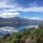 See Berge Wald Neuseeland blauer Himmel