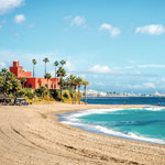 Haus Palmen Strand Meer Málaga Spanien