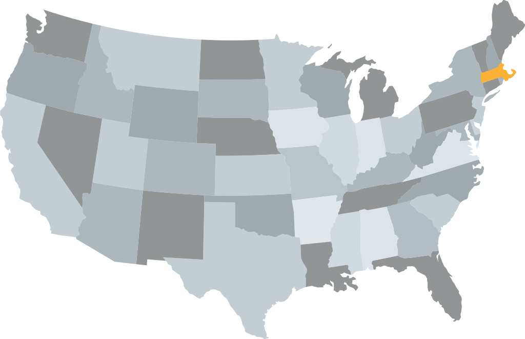 USA Karte Bundesstaaten Massachusetts 