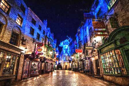 Harry Potter Studios London Ausflug Schülersprachreise Winkelgasse nachts